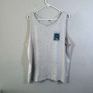 Vintage Tee Jays Hawaiian Legends Tank Top XL Grey Made in USA Surf Graphic Mens